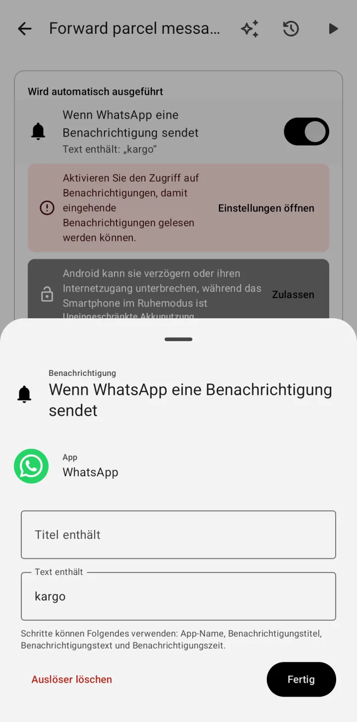 Der Auslöser einer Automation und was ihr noch fehlt