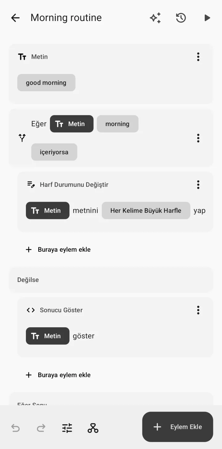 Düzenleyicide bir kısayolun adımları